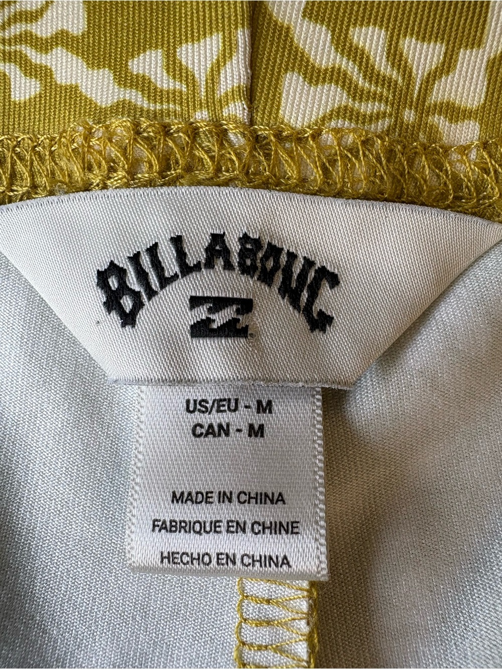 Billabong Hang Loose Pants Chartreuse Mustard Yellow Printed Flared Pants Sz M - Picture 4 of 10